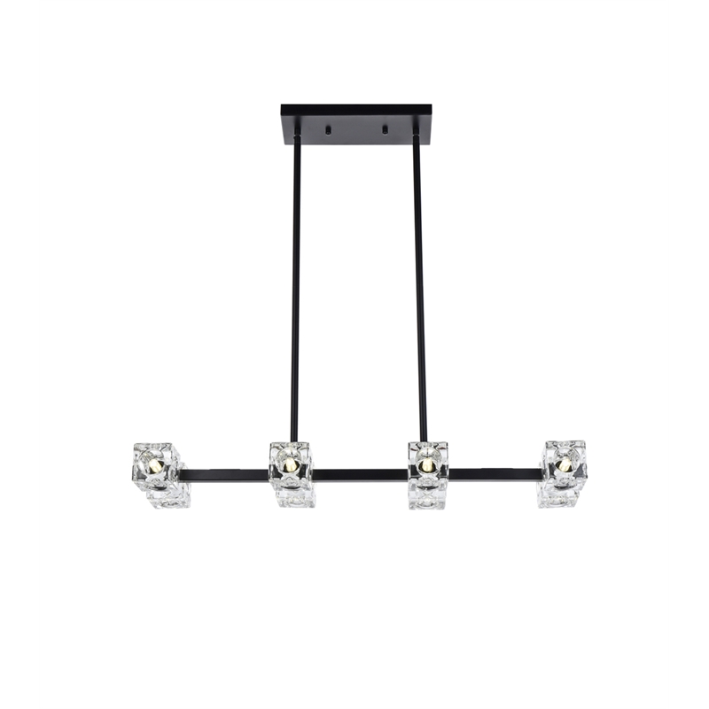 Living District Lyra 8-Light Metal & Glass Pendant Light in Black/Clear