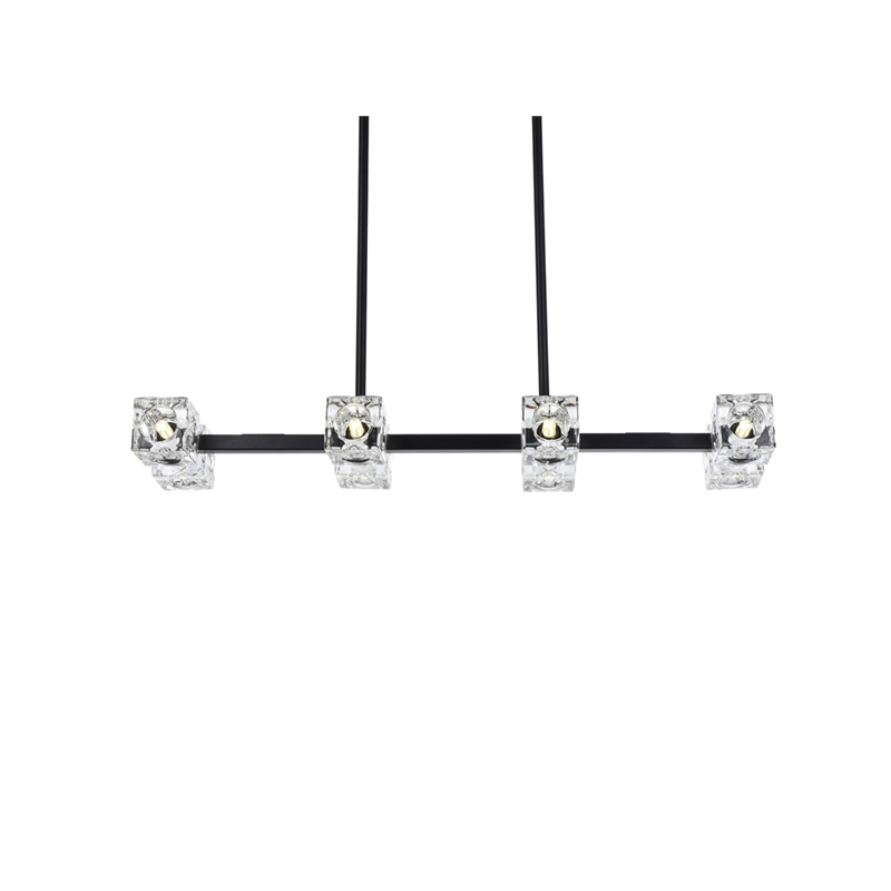 Living District Lyra 8-Light Metal & Glass Pendant Light in Black/Clear