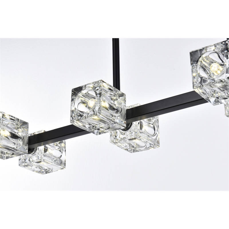 Living District Lyra 8-Light Metal & Glass Pendant Light in Black/Clear