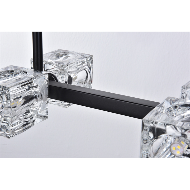 Living District Lyra 8-Light Metal & Glass Pendant Light in Black/Clear
