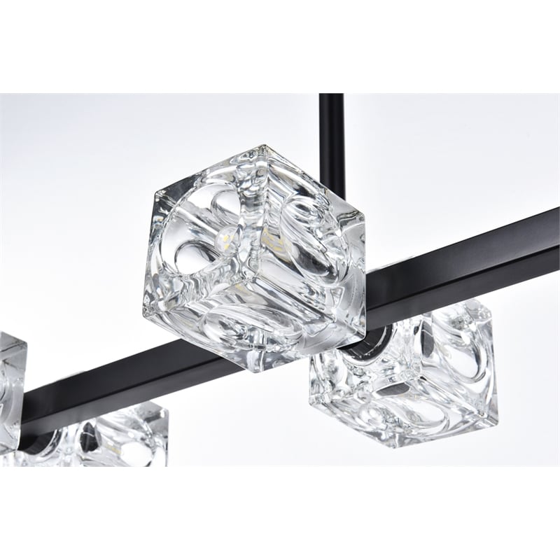 Living District Lyra 8-Light Metal & Glass Pendant Light in Black/Clear