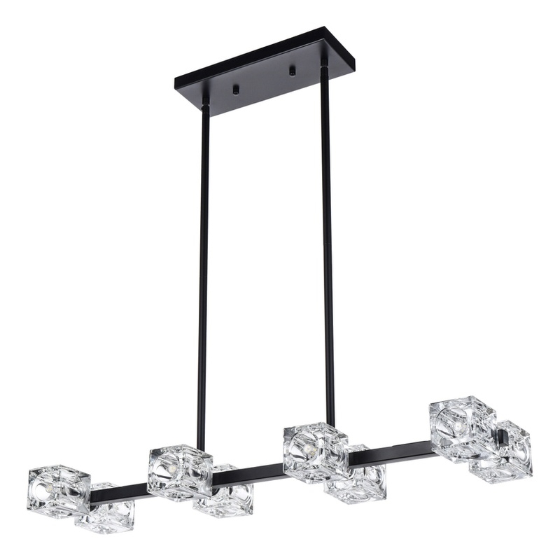 Living District Lyra 8-Light Metal & Glass Pendant Light in Black/Clear