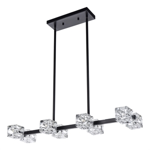 Living District Lyra 8-Light Metal & Glass Pendant Light in Black/Clear