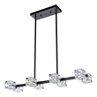 Living District Lyra 8-Light Metal & Glass Pendant Light in Black/Clear