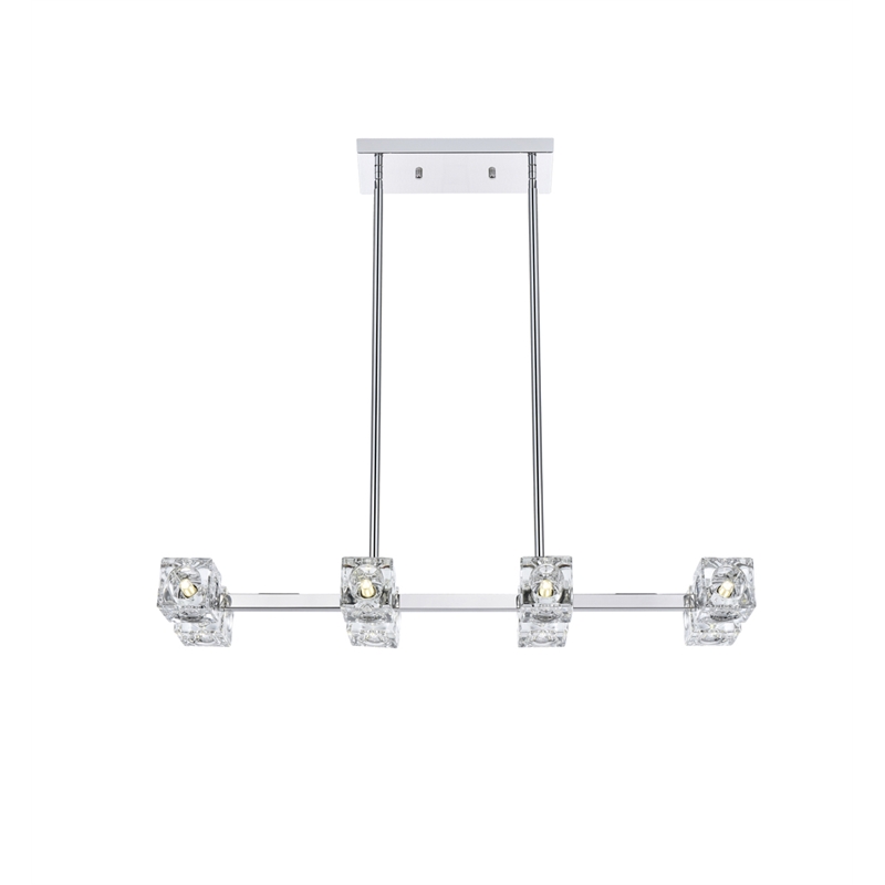 Living District Lyra 8-Light Metal & Glass Pendant Light in Chrome/Clear