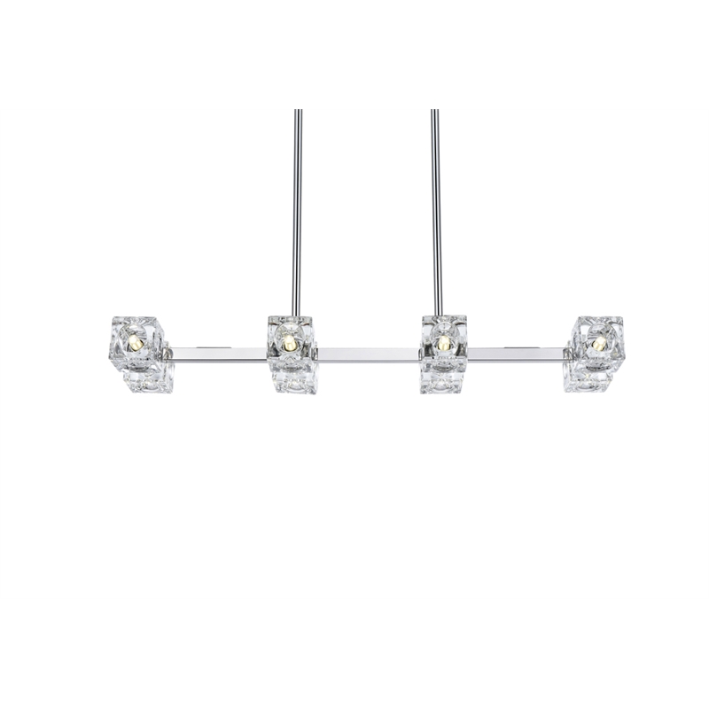 Living District Lyra 8-Light Metal & Glass Pendant Light in Chrome/Clear