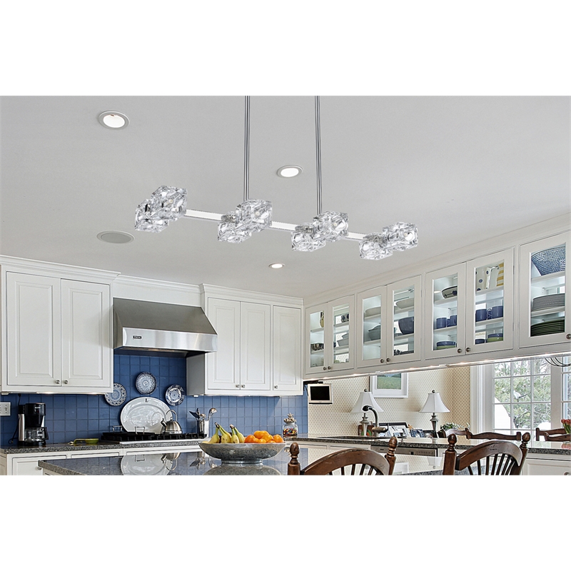 Living District Lyra 8-Light Metal & Glass Pendant Light in Chrome/Clear