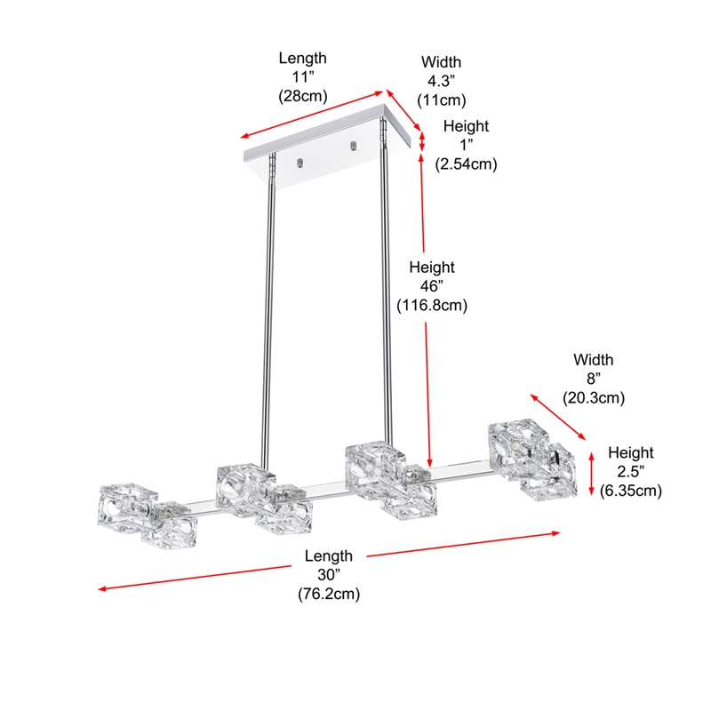 Living District Lyra 8-Light Metal & Glass Pendant Light in Chrome/Clear