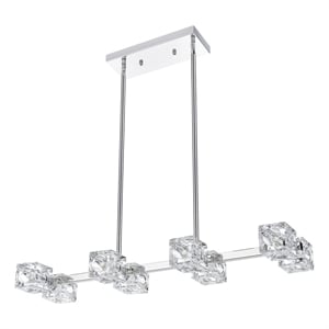 Living District Lyra 8-Light Metal & Glass Pendant Light in Chrome/Clear