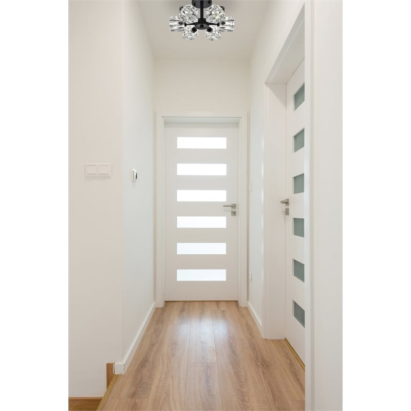 Living District Lyra 6-Light Metal & Glass Flush Mount in Black/Clear