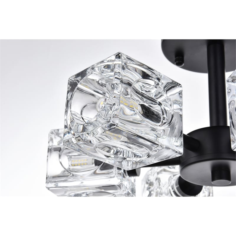 Living District Lyra 6-Light Metal & Glass Flush Mount in Black/Clear