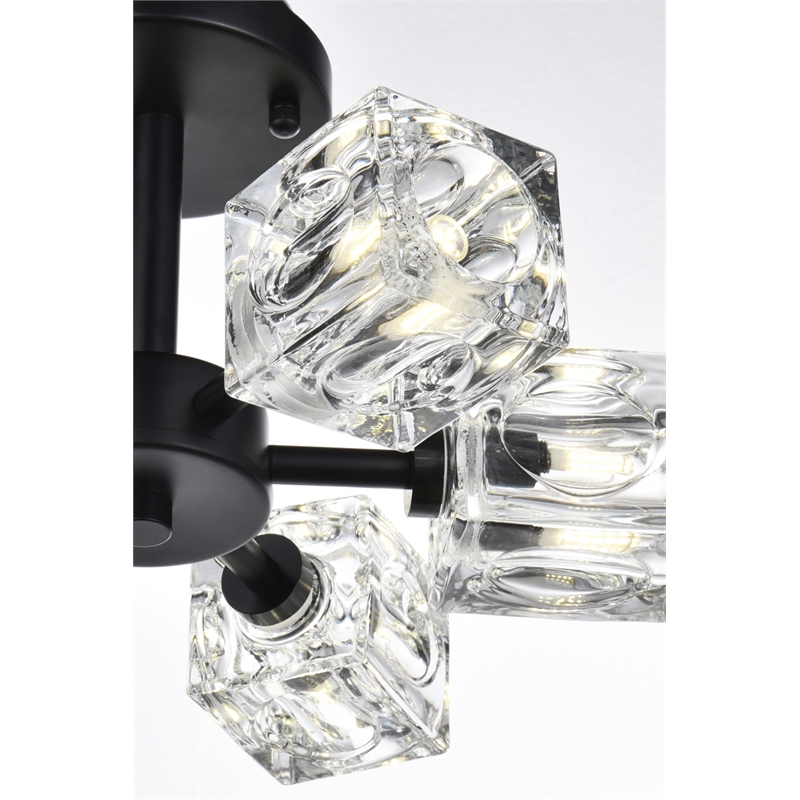 Living District Lyra 6-Light Metal & Glass Flush Mount in Black/Clear