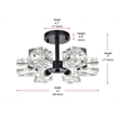 Living District Lyra 6-Light Metal & Glass Flush Mount in Black/Clear