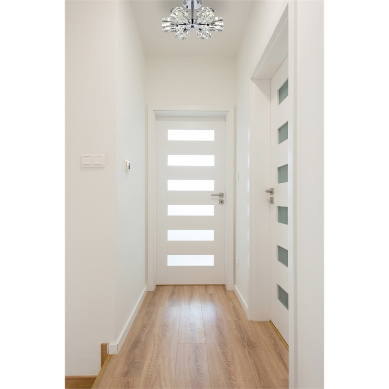 Living District Lyra 6-Light Metal & Glass Flush Mount in Chrome/Clear