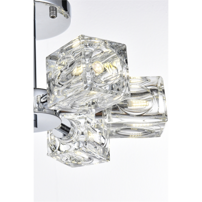 Living District Lyra 6-Light Metal & Glass Flush Mount in Chrome/Clear