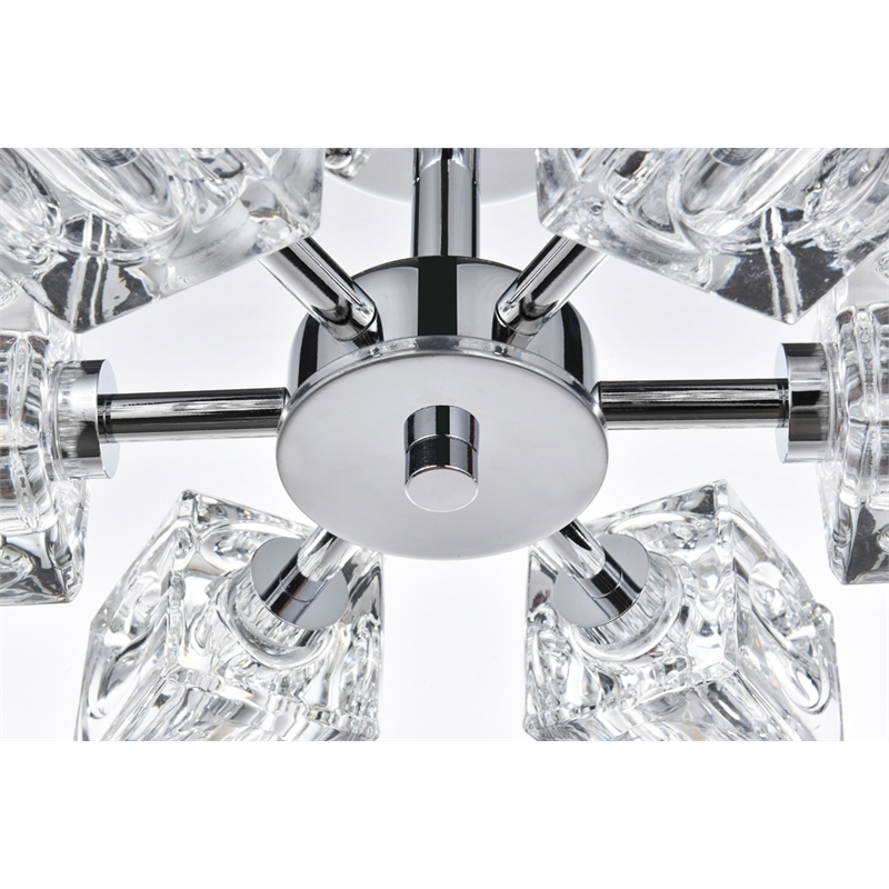 Living District Lyra 6-Light Metal & Glass Flush Mount in Chrome/Clear