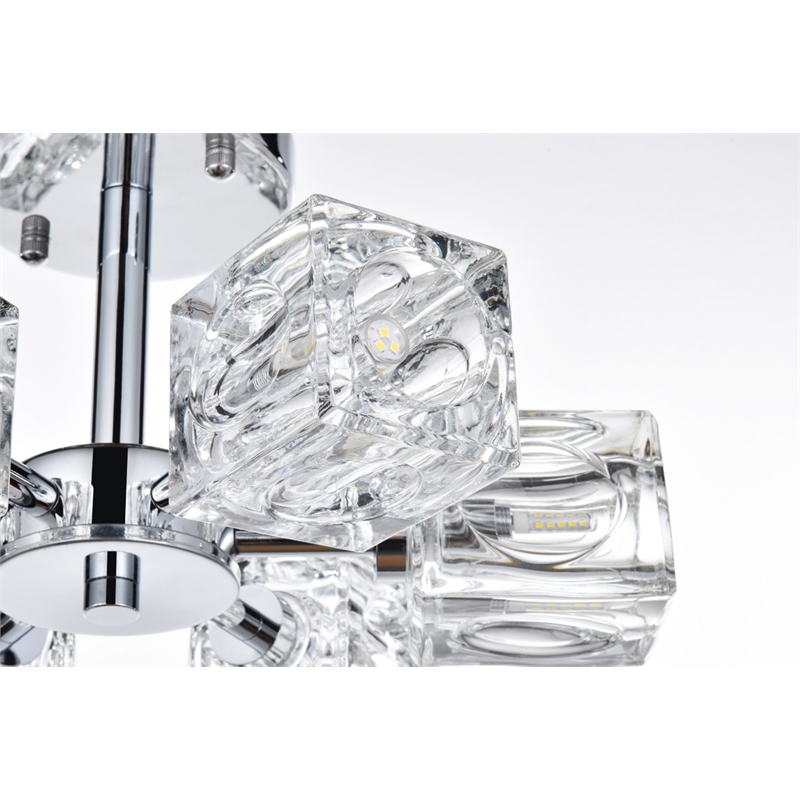Living District Lyra 6-Light Metal & Glass Flush Mount in Chrome/Clear