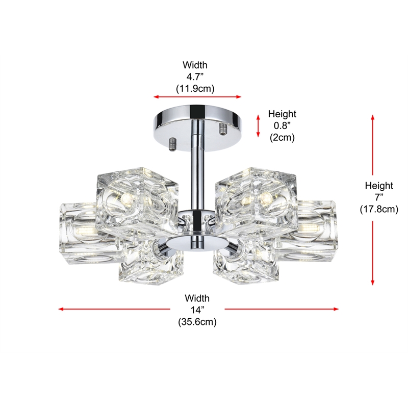 Living District Lyra 6-Light Metal & Glass Flush Mount in Chrome/Clear