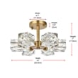 Living District Lyra 6-Light Metal & Glass Flush Mount in Satin Gold/Clear