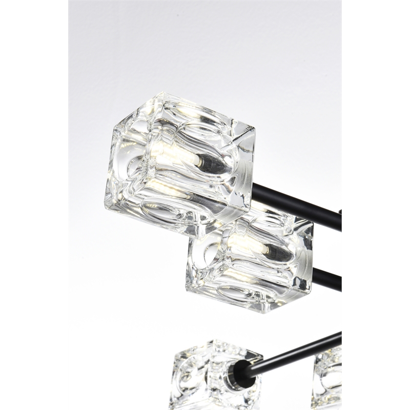 Living District Lyra 8-Light Metal & Glass Flush Mount in Black/Clear