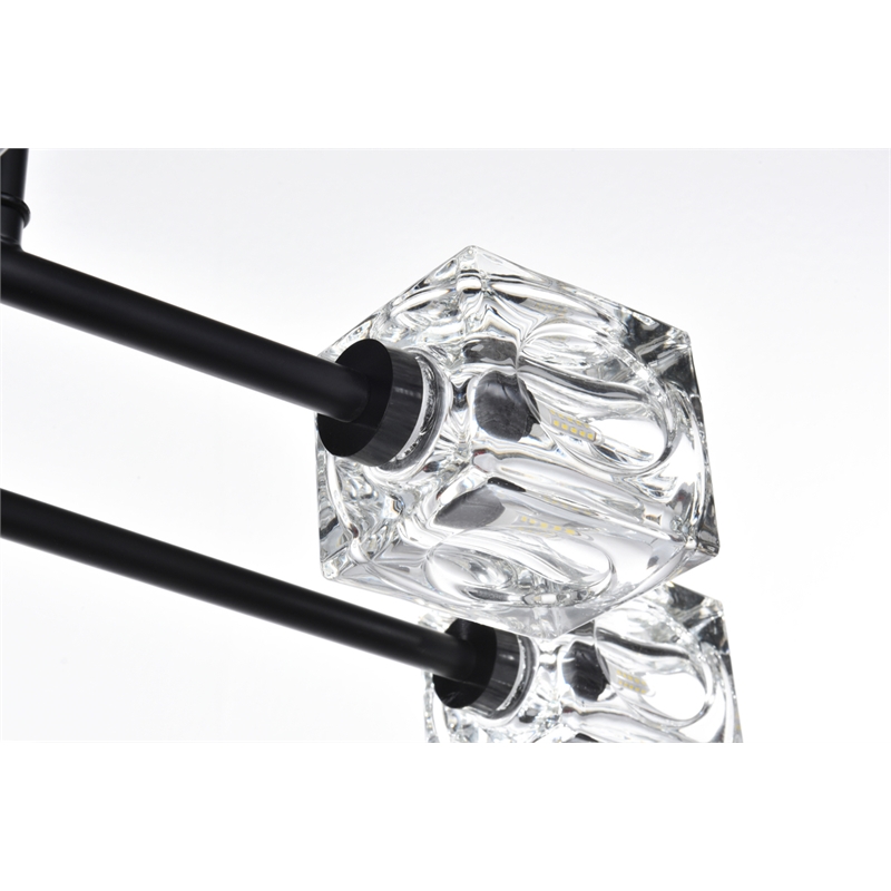 Living District Lyra 8-Light Metal & Glass Flush Mount in Black/Clear