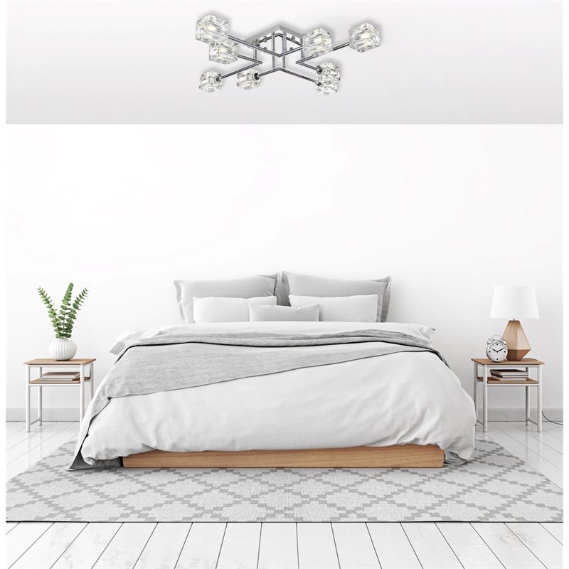 Living District Lyra 8-Light Metal & Glass Flush Mount in Chrome/Clear