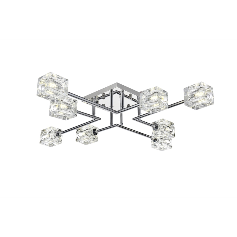 Living District Lyra 8-Light Metal & Glass Flush Mount in Chrome/Clear