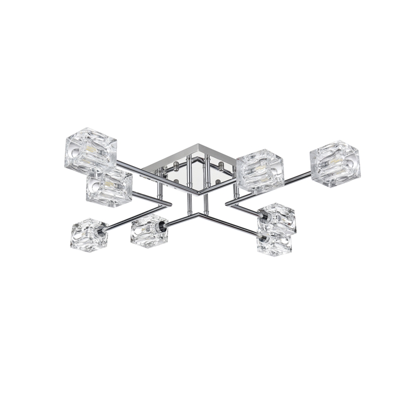 Living District Lyra 8-Light Metal & Glass Flush Mount in Chrome/Clear