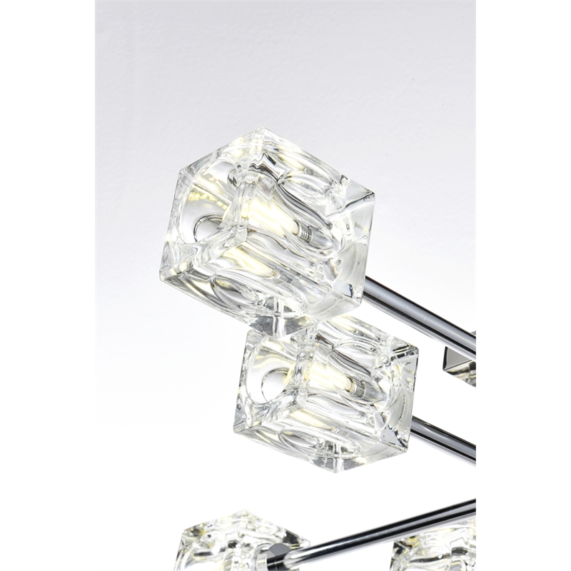 Living District Lyra 8-Light Metal & Glass Flush Mount in Chrome/Clear