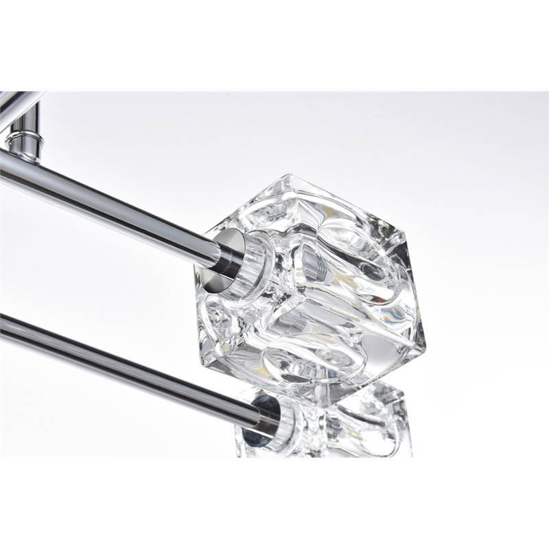 Living District Lyra 8-Light Metal & Glass Flush Mount in Chrome/Clear