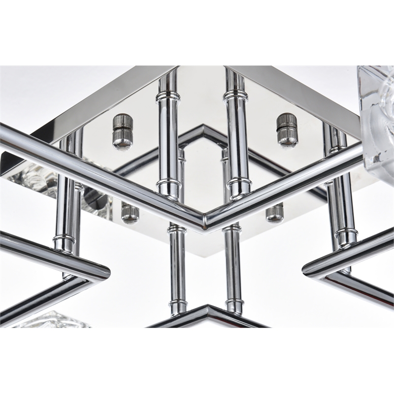 Living District Lyra 8-Light Metal & Glass Flush Mount in Chrome/Clear