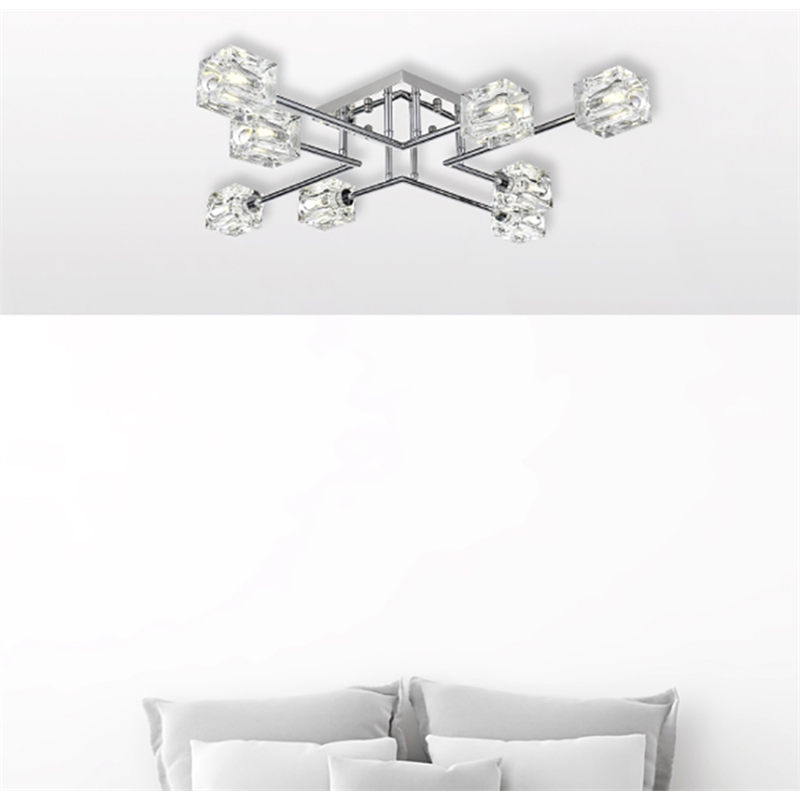 Living District Lyra 8-Light Metal & Glass Flush Mount in Chrome/Clear
