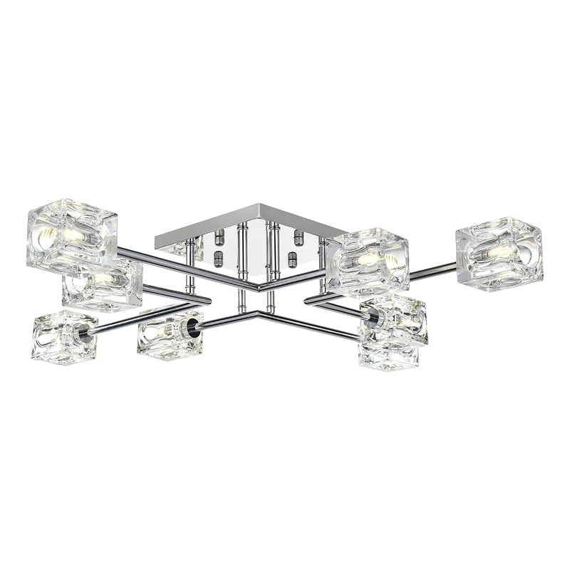 Living District Lyra 8-Light Metal & Glass Flush Mount in Chrome/Clear