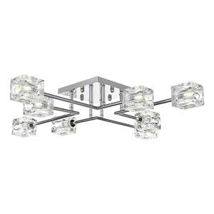 Living District Lyra 8-Light Metal & Glass Flush Mount in Chrome/Clear