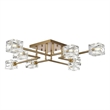 Living District Lyra 8-Light Metal & Glass Flush Mount in Satin Gold/Clear