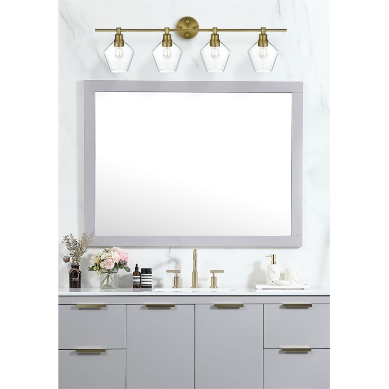 Living District Gene 4 Light Satin Gold And Clear Glass Wall Sconce