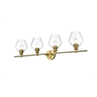 Living District Gene 4 Light Satin Gold And Clear Glass Wall Sconce