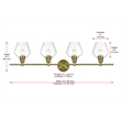 Living District Gene 4 Light Satin Gold And Clear Glass Wall Sconce