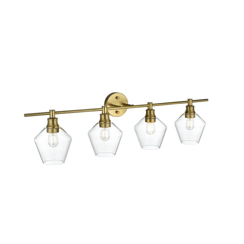Living District Gene 4 Light Satin Gold And Clear Glass Wall Sconce
