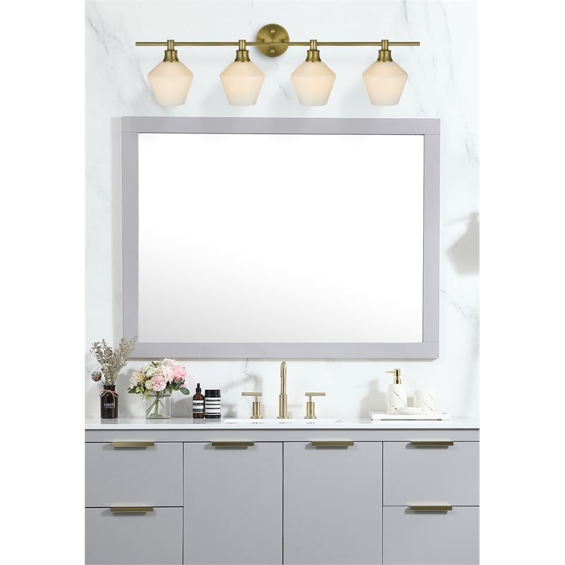 Living District Gene 4 Light Satin Gold And Frosted White Glass Wall Sconce