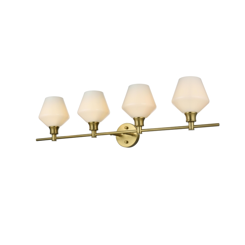Living District Gene 4 Light Satin Gold And Frosted White Glass Wall Sconce