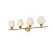 Living District Gene 4 Light Satin Gold And Frosted White Glass Wall Sconce