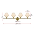 Living District Gene 4 Light Satin Gold And Frosted White Glass Wall Sconce
