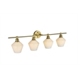 Living District Gene 4 Light Satin Gold And Frosted White Glass Wall Sconce