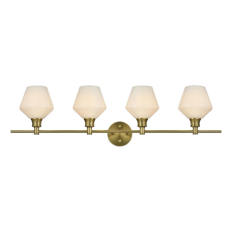 Living District Gene 4 Light Satin Gold And Frosted White Glass Wall Sconce