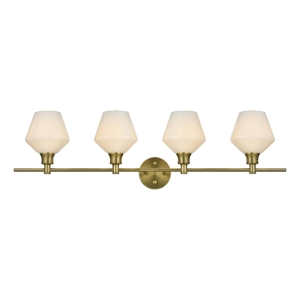 Living District Gene 4 Light Satin Gold And Frosted White Glass Wall Sconce