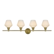 Living District Gene 4 Light Satin Gold And Frosted White Glass Wall Sconce