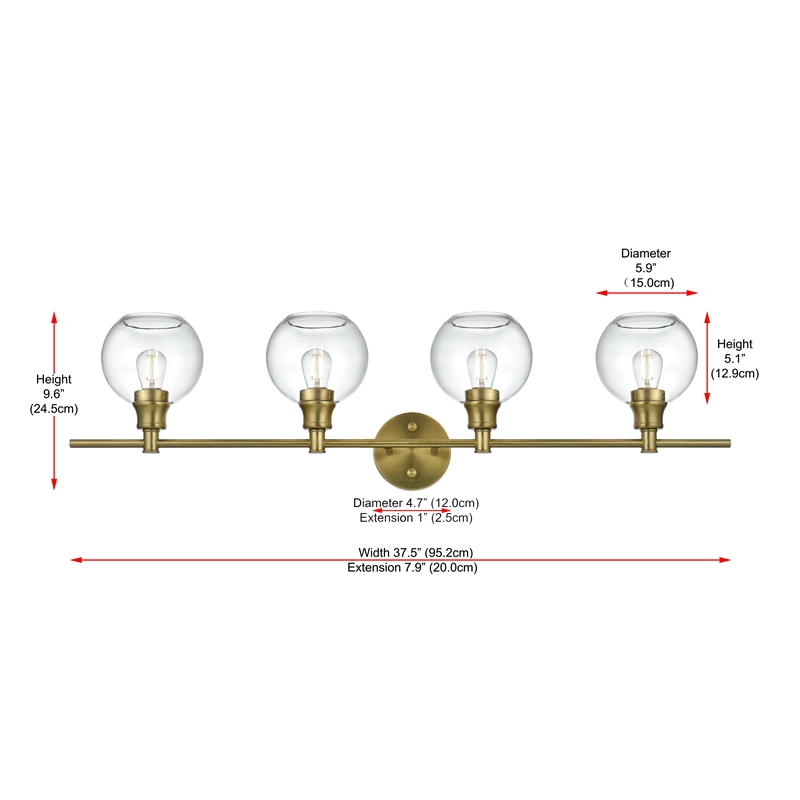 Living District Collier 4 Light Satin Gold And Clear Glass Wall Sconce