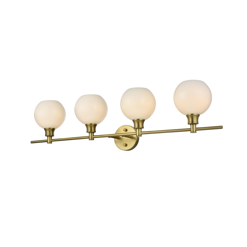 Living District Collier 4 Light Satin Gold And Frosted White Glass Wall Sconce