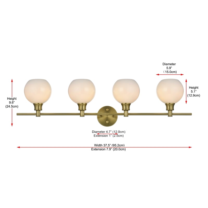 Living District Collier 4 Light Satin Gold And Frosted White Glass Wall Sconce